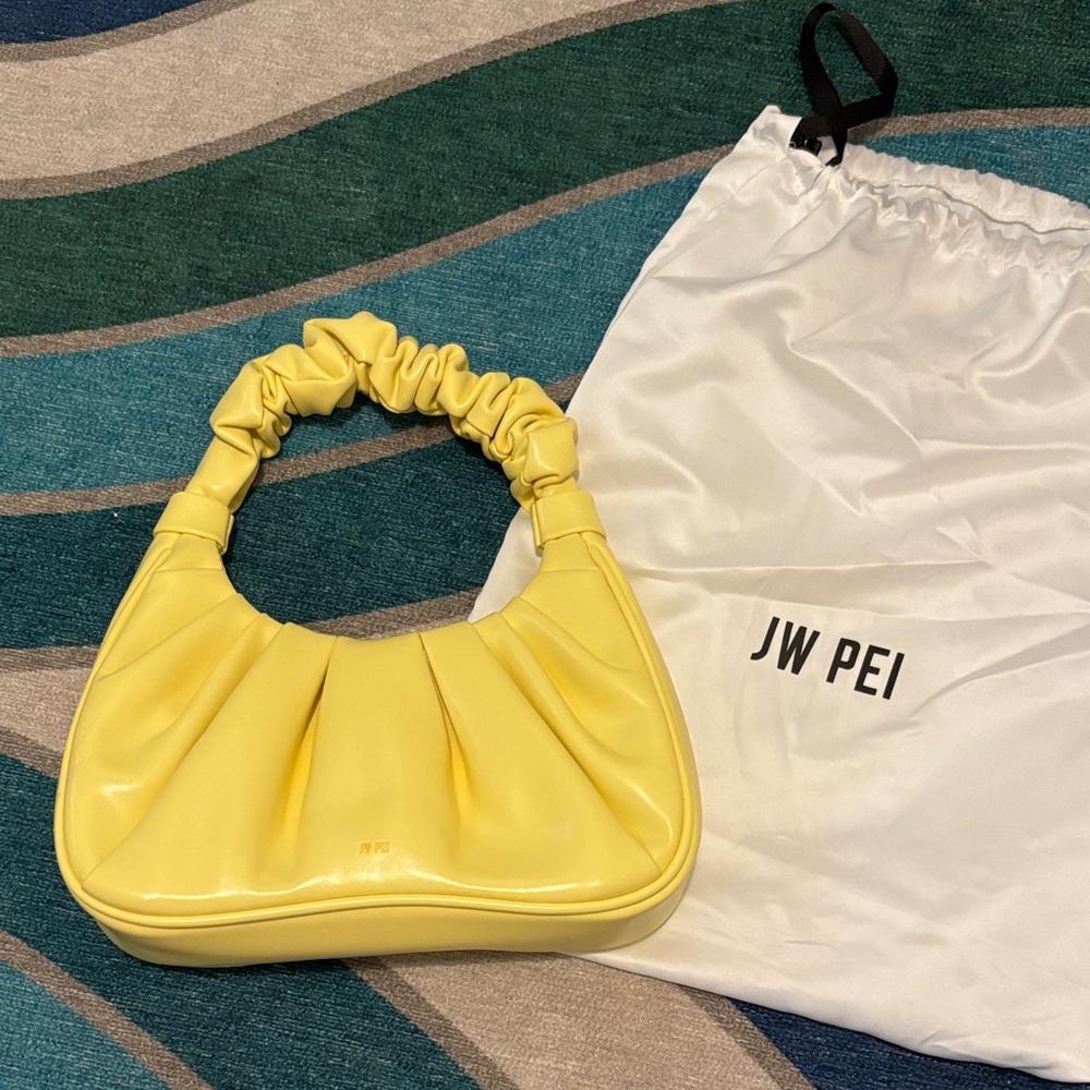 JW PEI Gabbi Ruched Faux Leather Hobo handbag in yellow
